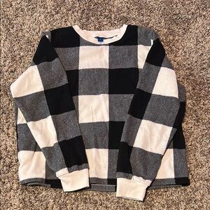 Old Navy Checkered Black and White Sweater